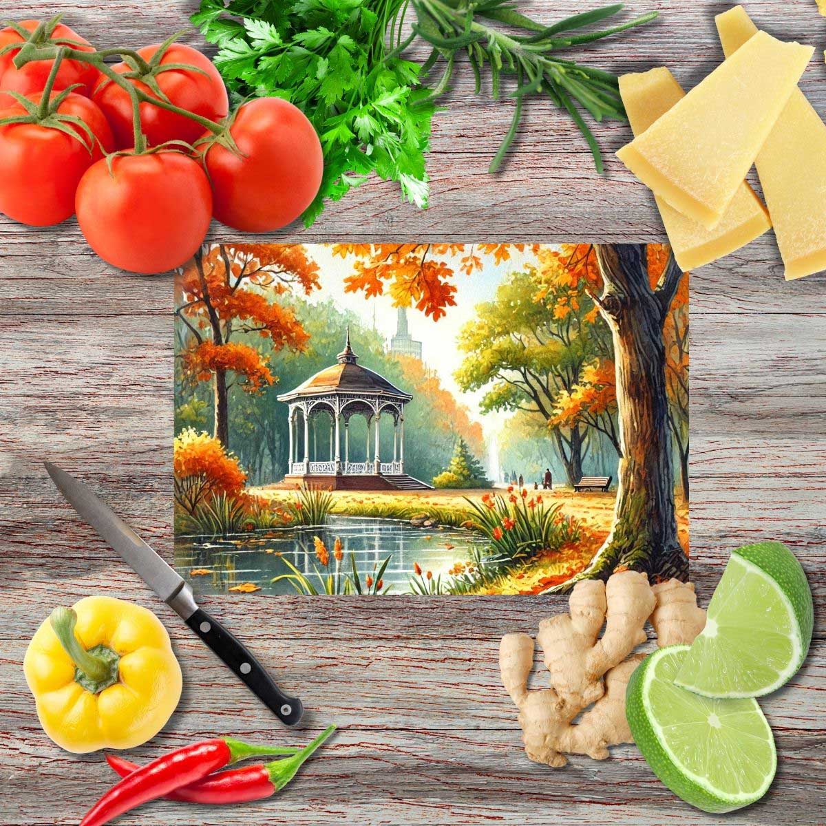 Herbstlandschaften 2 Schneidebrett aus Glas