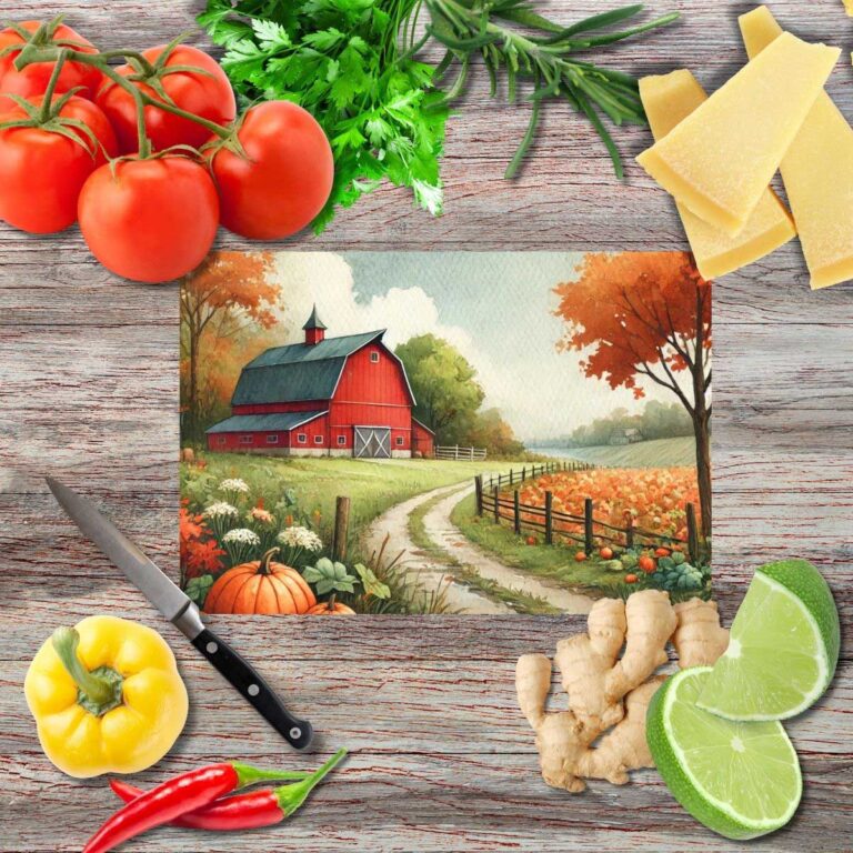 Herbstlandschaften 3 Schneidebrett aus Glas