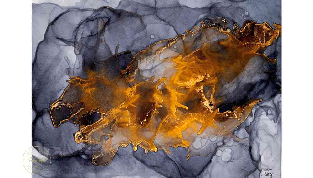 Alkohol- und Tintenfarben (mit Föhn oder Airbrush),