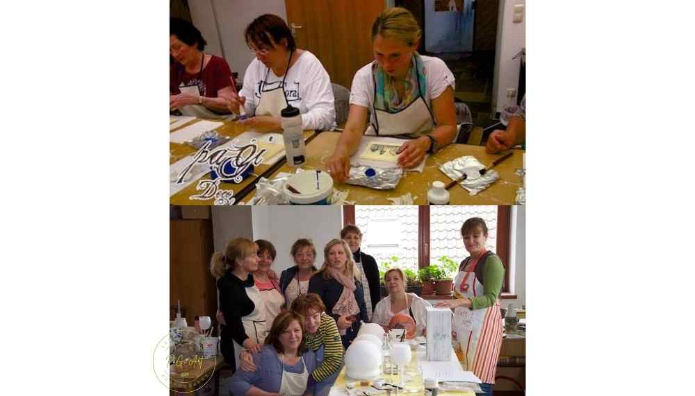 After the move, I continued working with decoupage, and then an unexpected opportunity found me: creative workshops at a rehabilitation clinic, the Enzensberg Klinik in Hopfen am See.