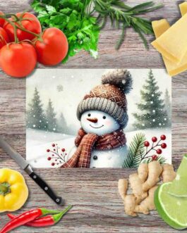 Magische Schneemänner 4 Schneidebrett aus Glas