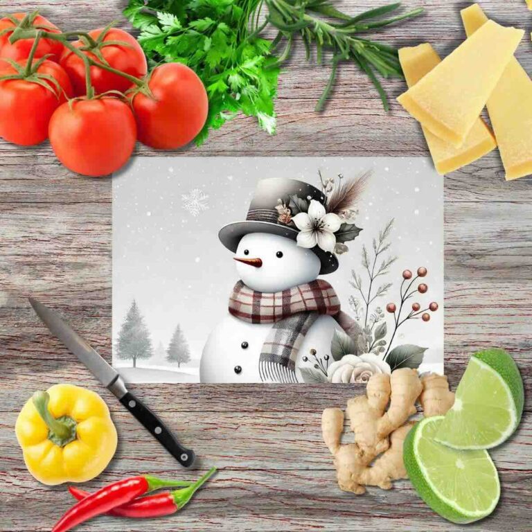 Magische Schneemänner 3 Schneidebrett aus Glas